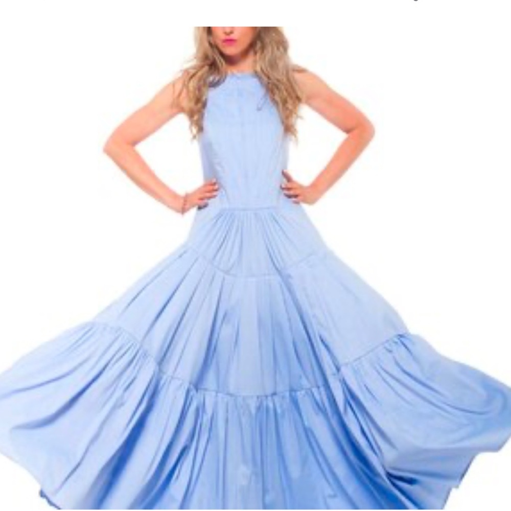 Yaly Coture Light Blue Maxi Dress